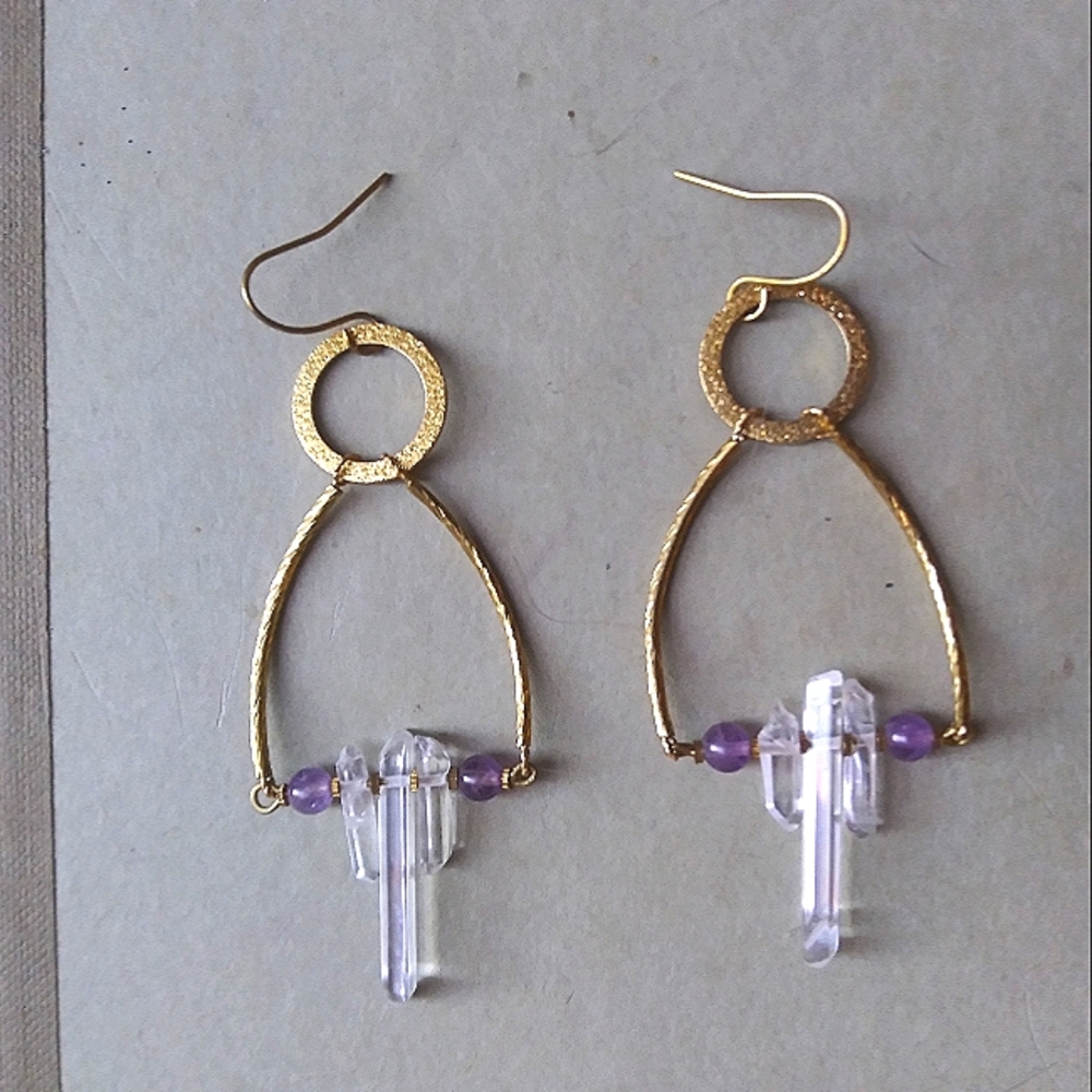 Sold! Small 'Crystal Chandelier' Earrings in Amethyst - Picture 6 of 7
